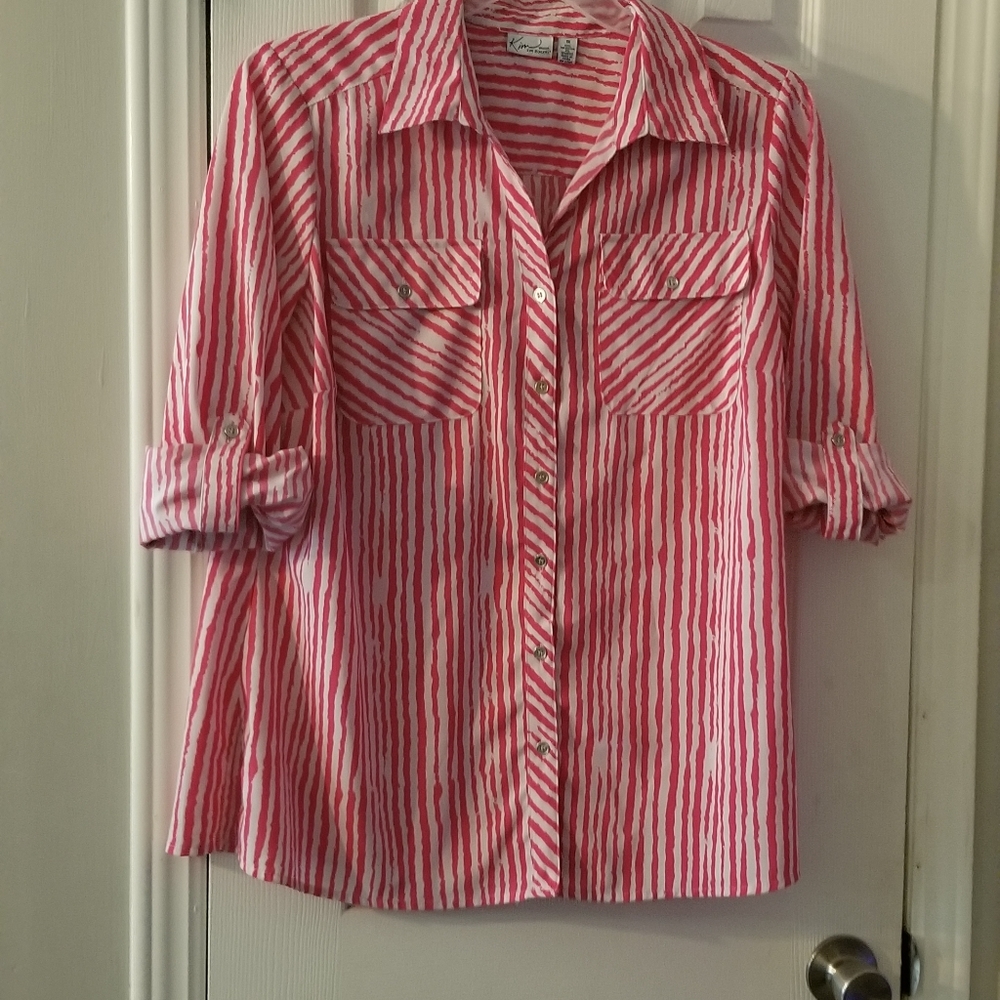 Pink Striped Button-Up Shirt